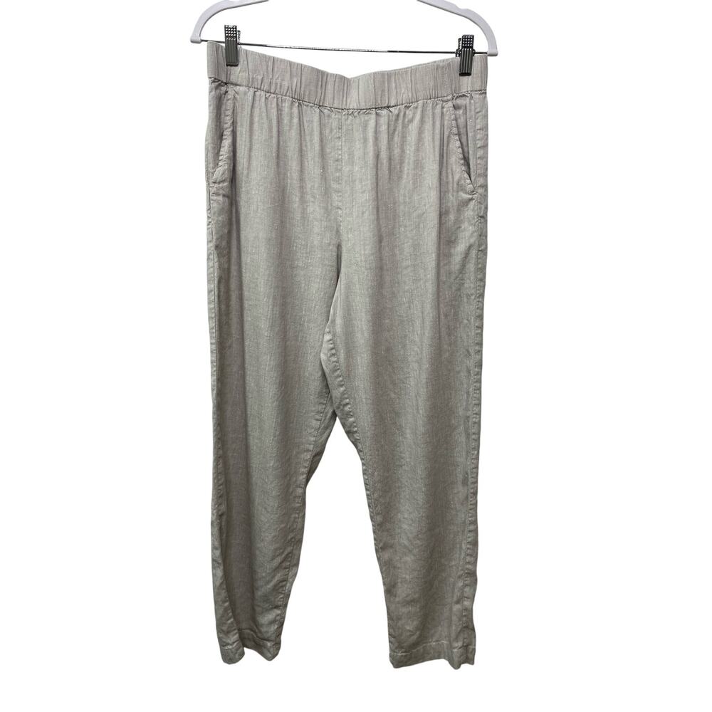 Lou & Grey Crosshatch Soft Stretch High Rise Cropped‎ Pants Gray M Coastal Beach
